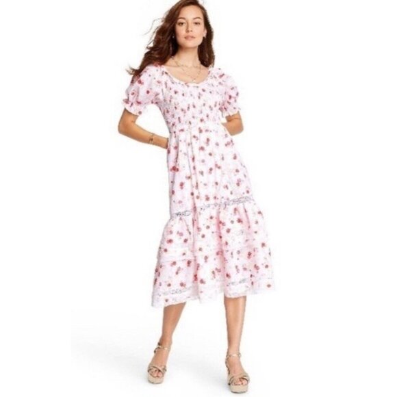 LoveShackFancy Target Cosette Puff Sleeve Floral Dress Cottage Core Smocked XL - Picture 1 of 13